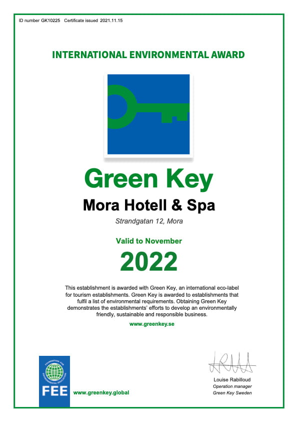 Green-Key-certifikat-2021-Mora-Hotell-Spa